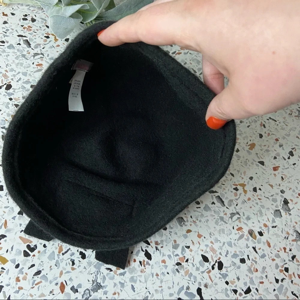 Vintage Style Bow Hat Cloche Cap Black Wool Blend XHILARATION OS Dark Academia - Picture 10 of 12